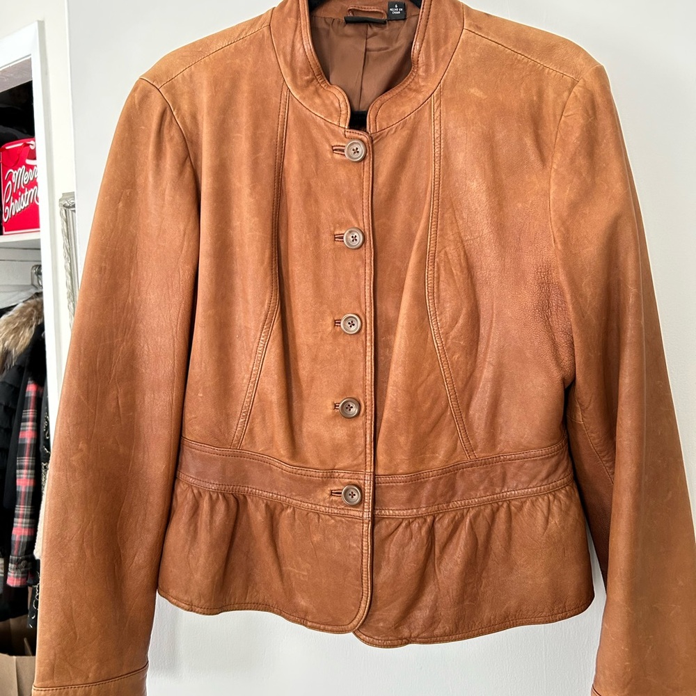 a.n.a Tan Leather Jacket